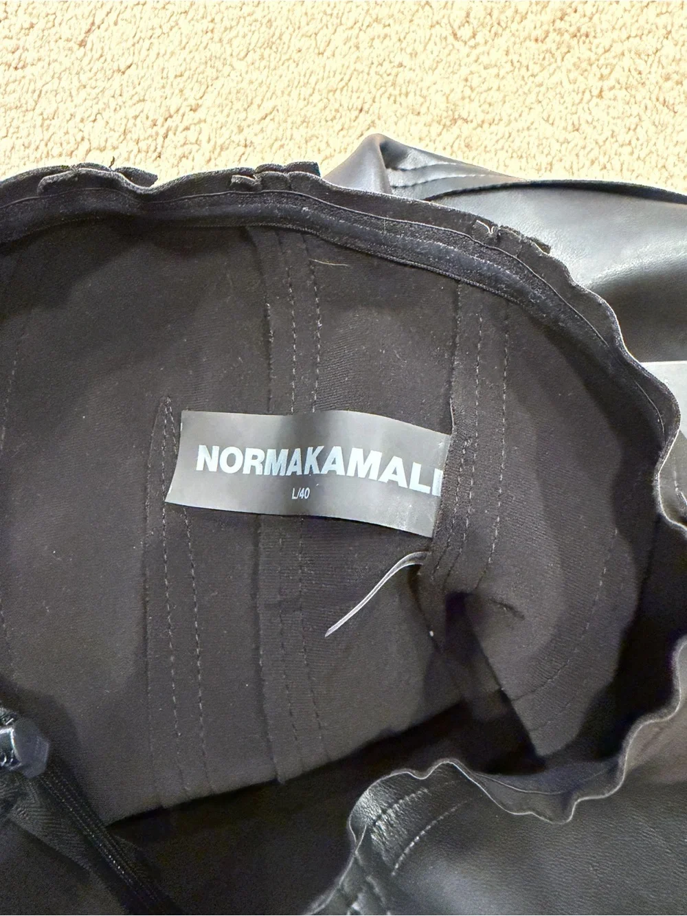 Norma Kamali Black Faux Leather Dress with Strapless Silhouette Size L BRAND NEW - Picture 5 of 5